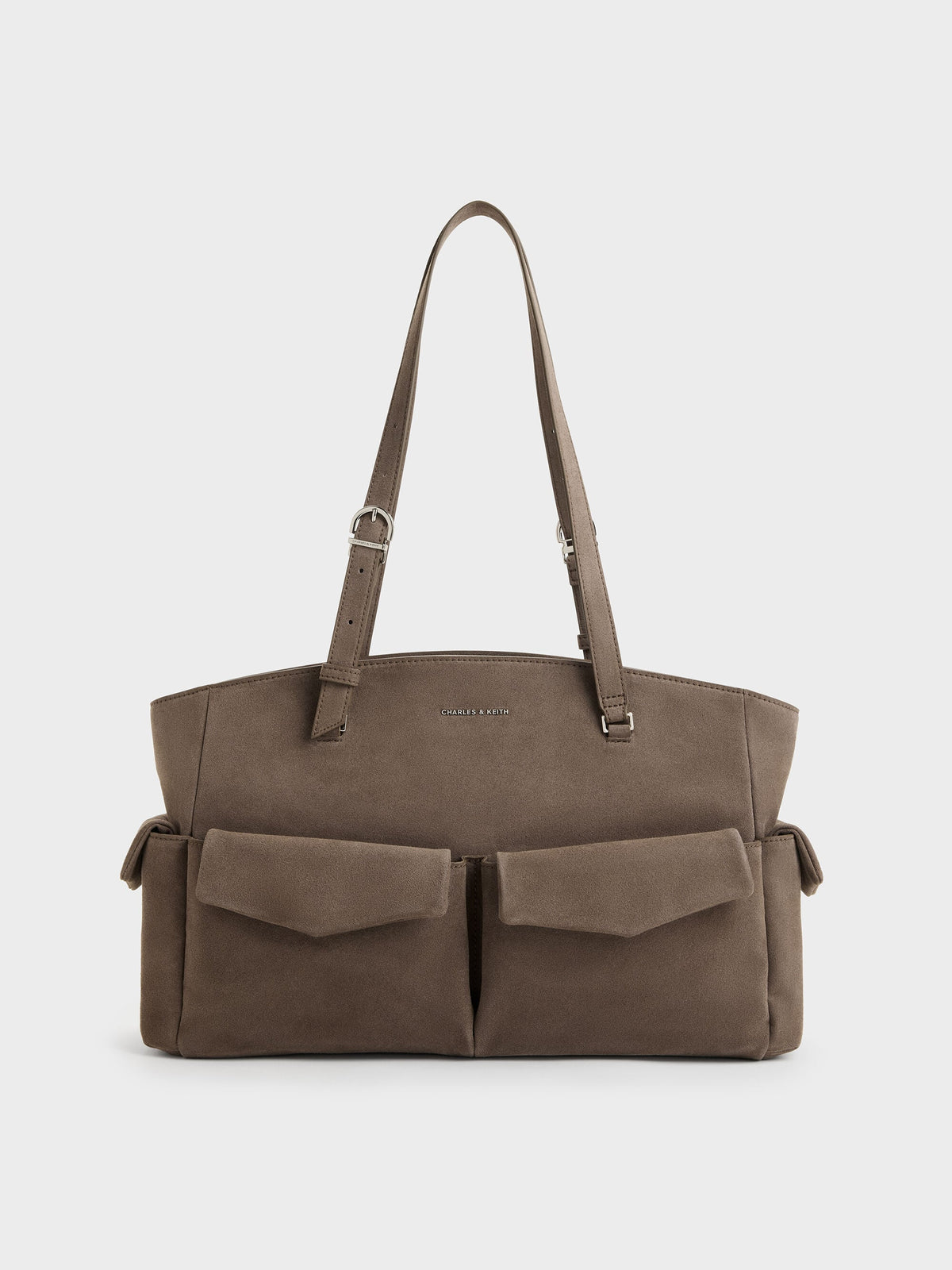 CHARLES & KEITH Exclusive | Rachel Multi-Pocket Tote Bag - Stone Grey