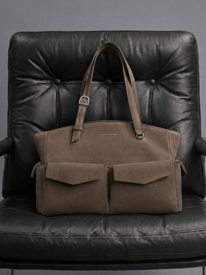 CHARLES & KEITH Exclusive | Rachel Multi-Pocket Tote Bag - Stone Grey