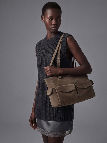CHARLES & KEITH Exclusive | Rachel Multi-Pocket Tote Bag - Stone Grey