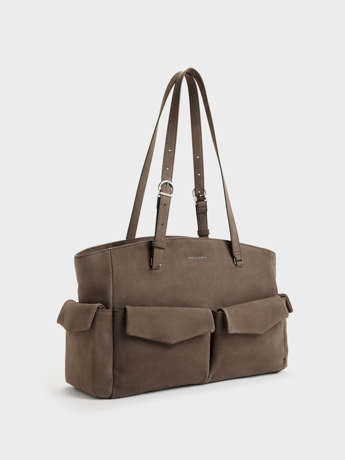 CHARLES & KEITH Exclusive | Rachel Multi-Pocket Tote Bag - Stone Grey