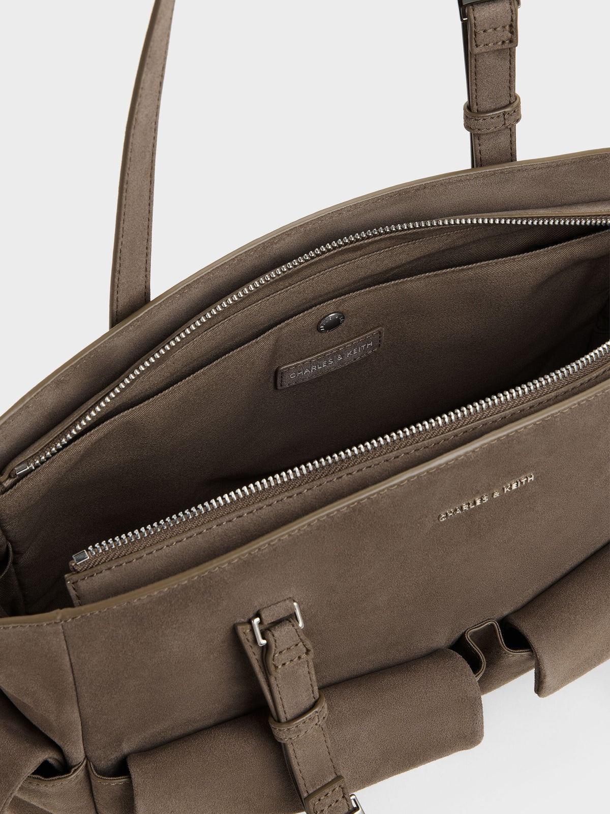CHARLES & KEITH Exclusive | Rachel Multi-Pocket Tote Bag - Stone Grey