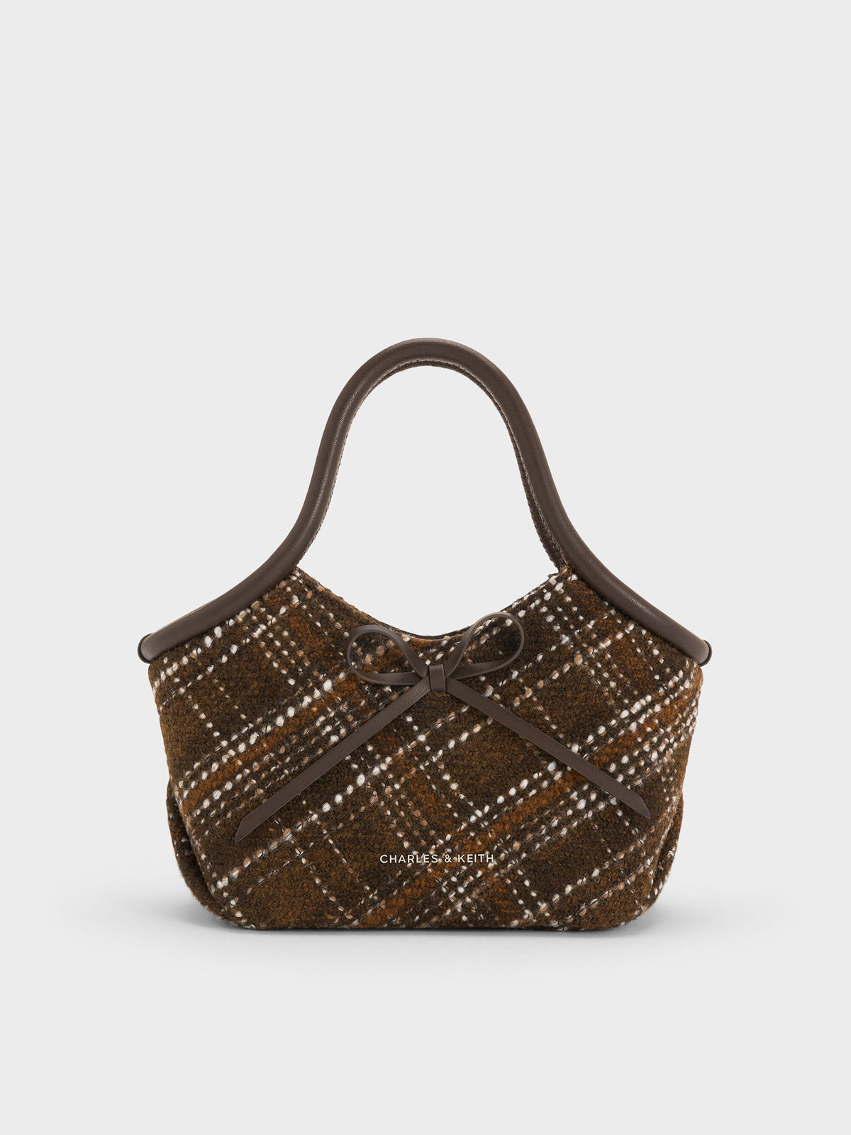 CHARLES & KEITH Quality | Hazel Checkered Bow Tubular Top Handle Bag - Multi