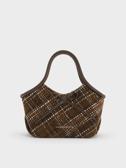CHARLES & KEITH Quality | Hazel Checkered Bow Tubular Top Handle Bag - Multi
