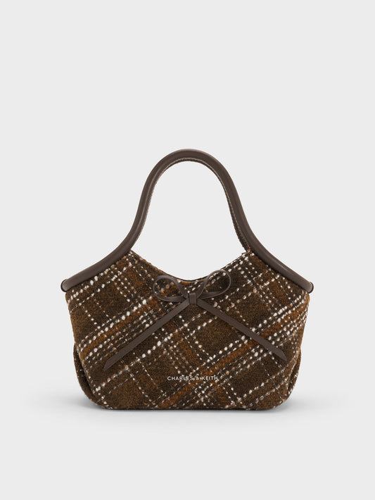 CHARLES & KEITH Quality | Hazel Checkered Bow Tubular Top Handle Bag - Multi