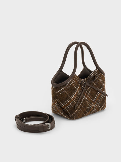 CHARLES & KEITH Quality | Hazel Checkered Bow Tubular Top Handle Bag - Multi