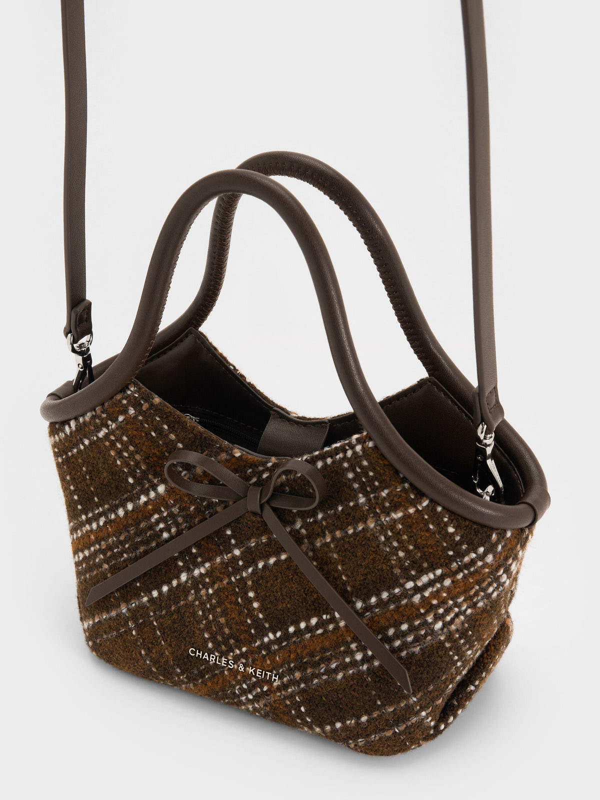 CHARLES & KEITH Quality | Hazel Checkered Bow Tubular Top Handle Bag - Multi