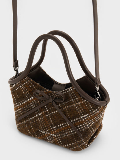 CHARLES & KEITH Quality | Hazel Checkered Bow Tubular Top Handle Bag - Multi