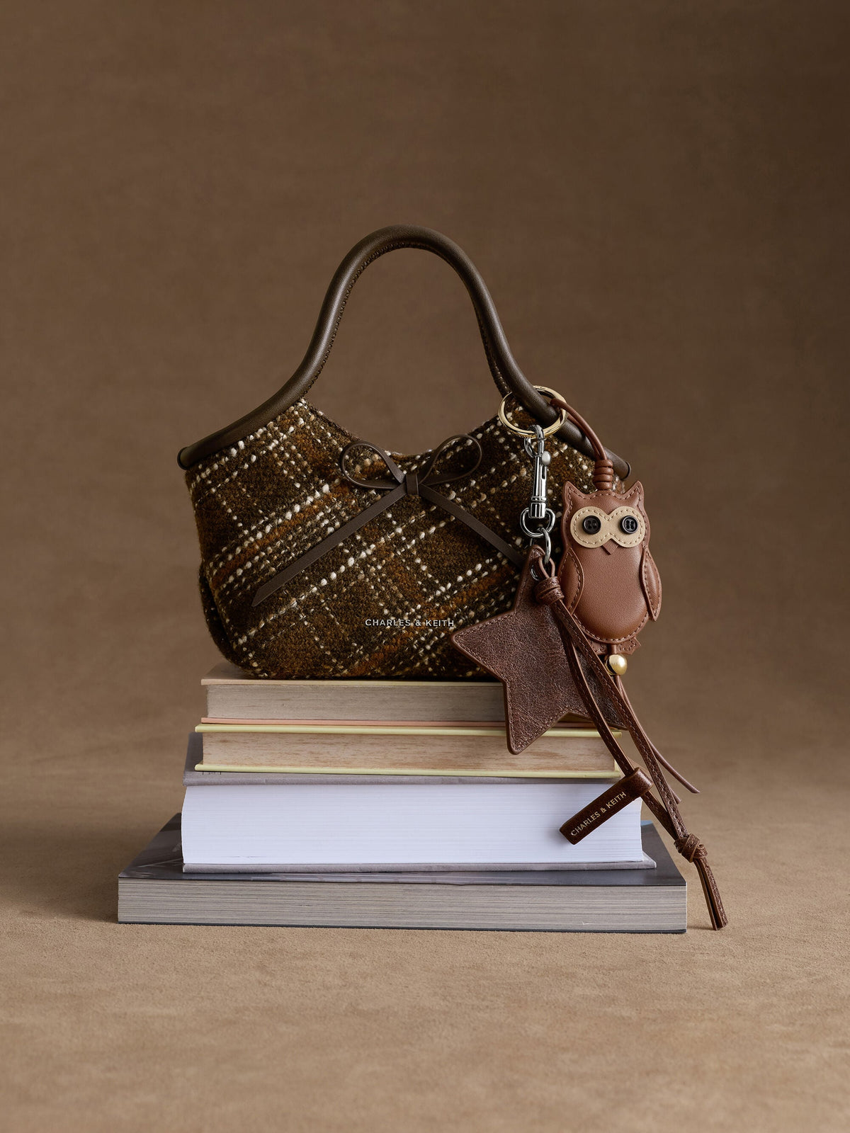 CHARLES & KEITH Quality | Hazel Checkered Bow Tubular Top Handle Bag - Multi