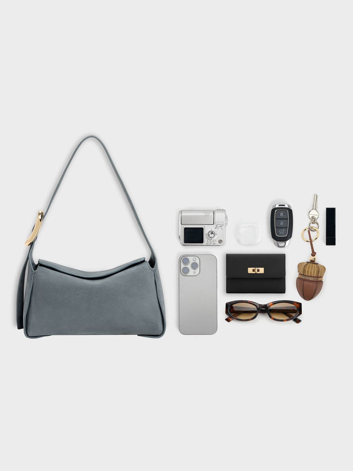 CHARLES & KEITH Essential | Aislin Shoulder Bag - Smoky Blue