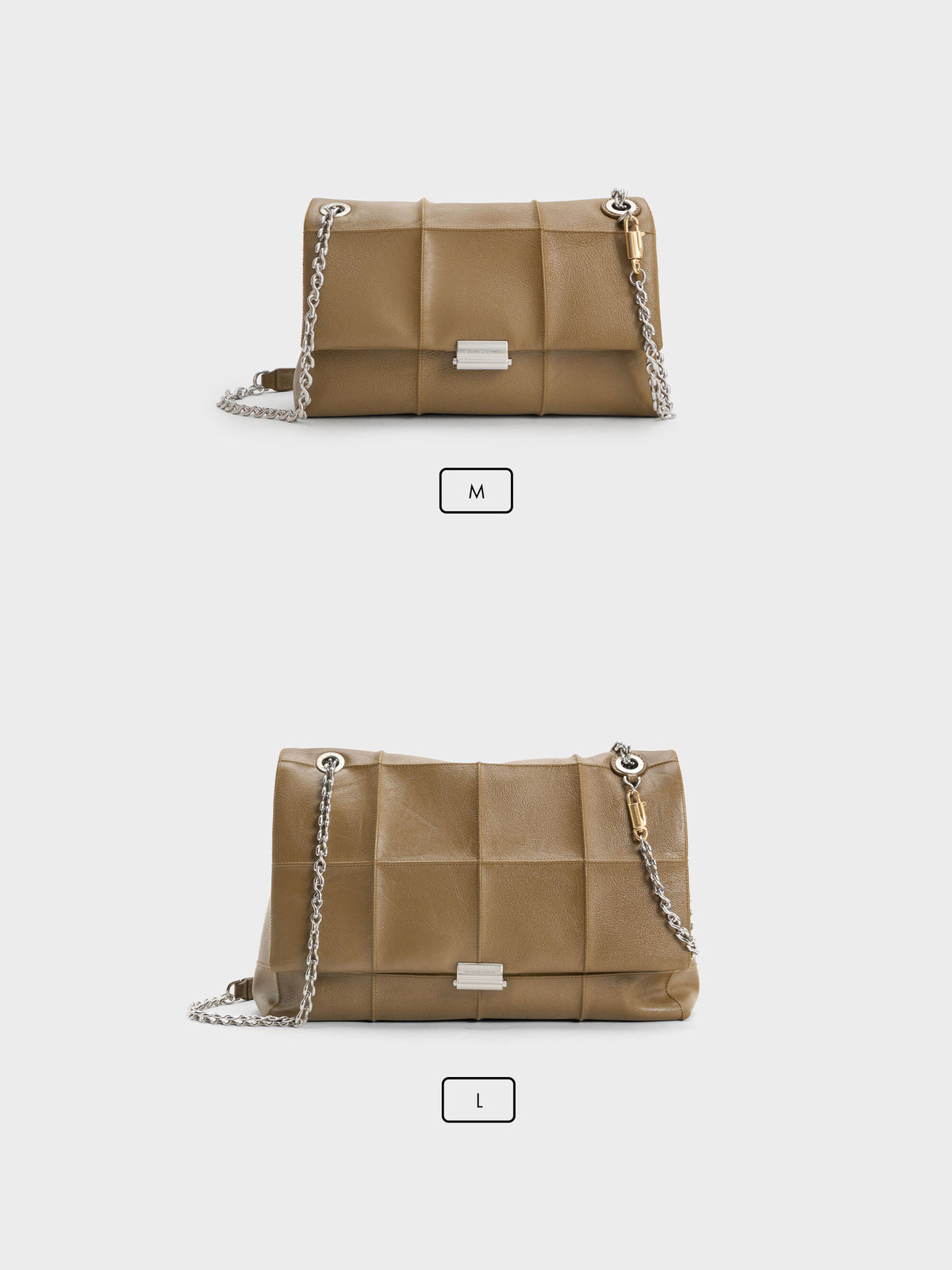 CHARLES & KEITH Customer Favorite | Large Delfina Quilted Chain-Strap Shoulder Bag - Walnut Brown
