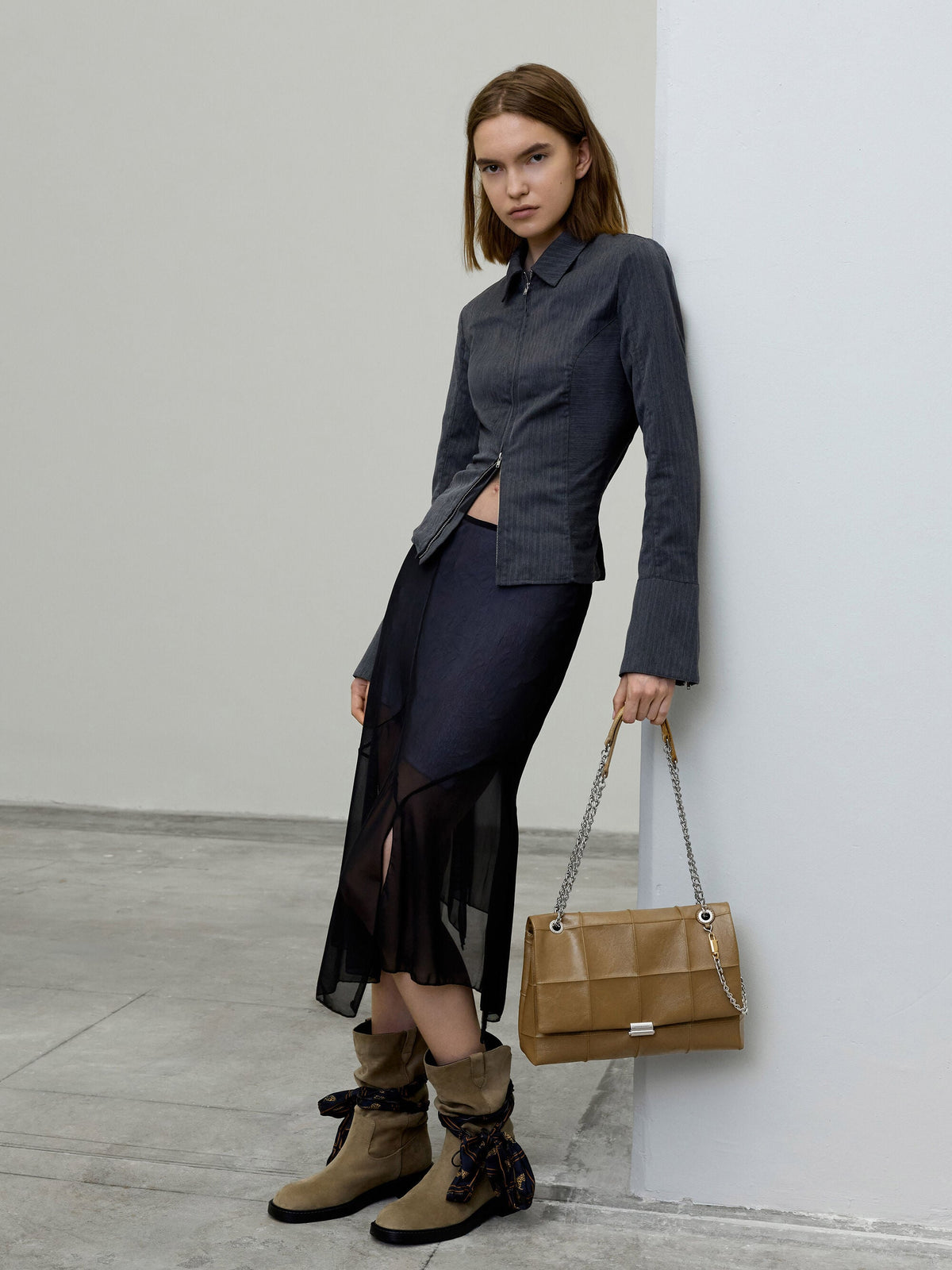 CHARLES & KEITH Customer Favorite | Large Delfina Quilted Chain-Strap Shoulder Bag - Walnut Brown