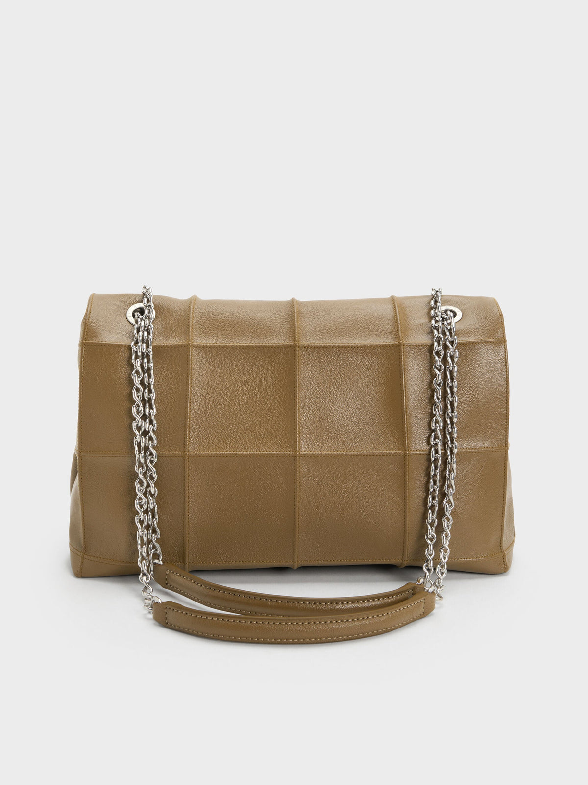 CHARLES & KEITH Customer Favorite | Large Delfina Quilted Chain-Strap Shoulder Bag - Walnut Brown
