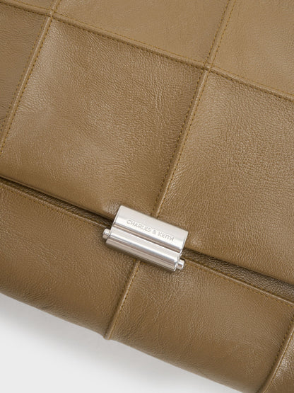 CHARLES & KEITH Customer Favorite | Large Delfina Quilted Chain-Strap Shoulder Bag - Walnut Brown