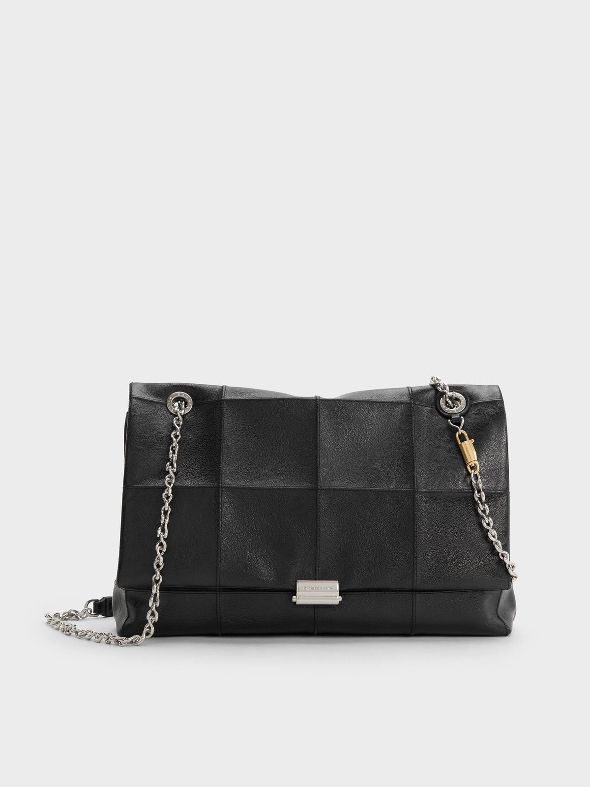 CHARLES & KEITH Trending | Large Delfina Quilted Chain-Strap Shoulder Bag - Black