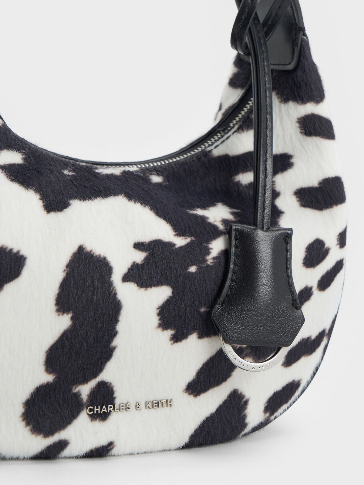 CHARLES & KEITH Sale | Vega Furry Cow-Print Hobo Bag - Multi