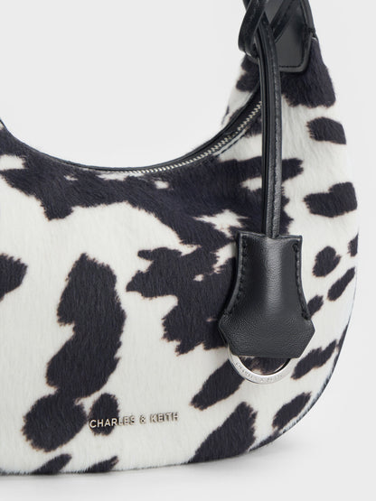 CHARLES & KEITH Sale | Vega Furry Cow-Print Hobo Bag - Multi