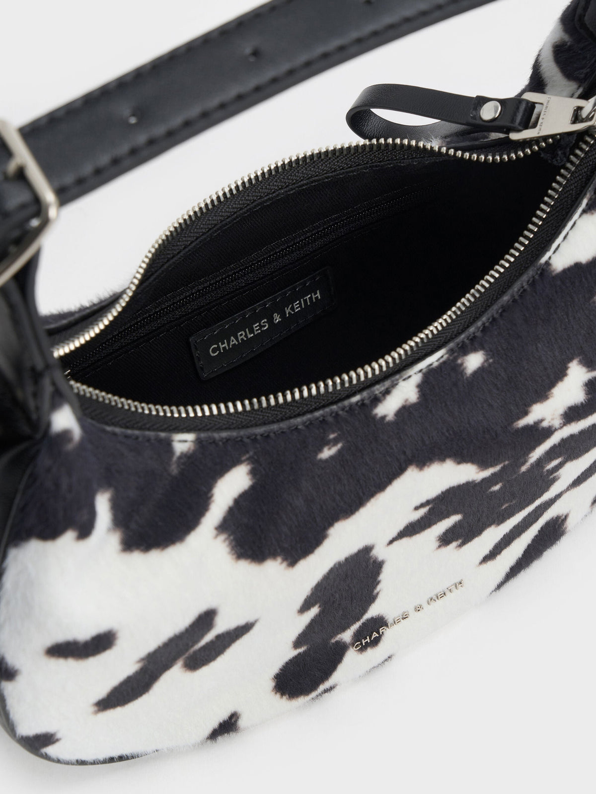 CHARLES & KEITH Sale | Vega Furry Cow-Print Hobo Bag - Multi