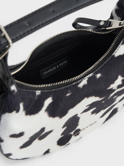 CHARLES & KEITH Sale | Vega Furry Cow-Print Hobo Bag - Multi