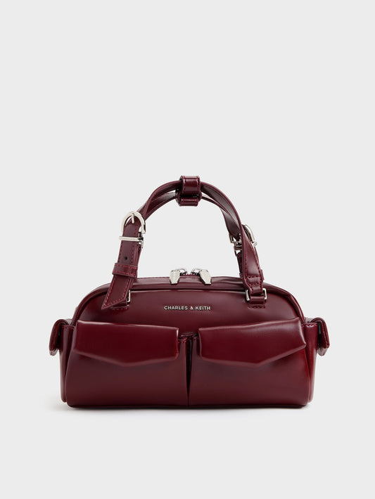 CHARLES & KEITH Value | Rachel Multi-Pocket Bowling Bag - Burgundy