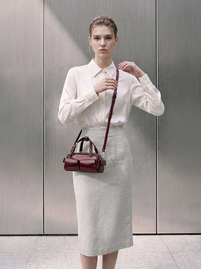 CHARLES & KEITH Value | Rachel Multi-Pocket Bowling Bag - Burgundy