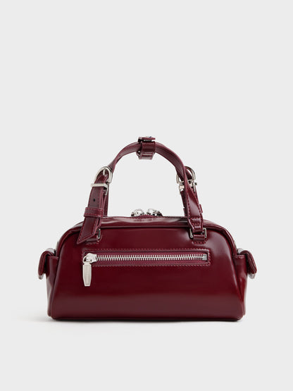 CHARLES & KEITH Value | Rachel Multi-Pocket Bowling Bag - Burgundy