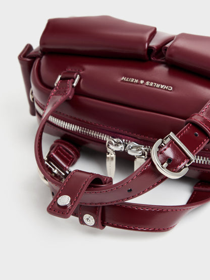 CHARLES & KEITH Value | Rachel Multi-Pocket Bowling Bag - Burgundy