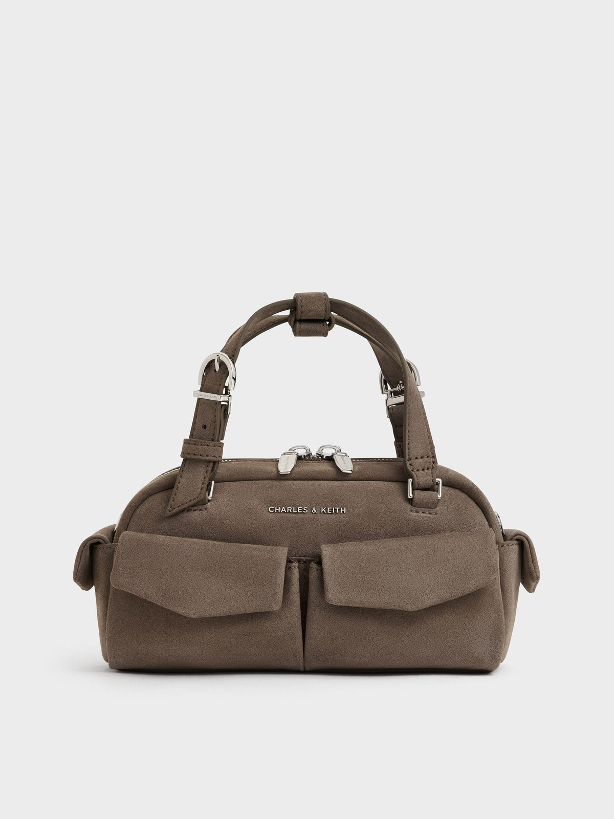 CHARLES & KEITH Customer Favorite | Rachel Multi-Pocket Bowling Bag - Stone Grey