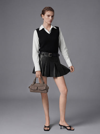 CHARLES & KEITH Customer Favorite | Rachel Multi-Pocket Bowling Bag - Stone Grey