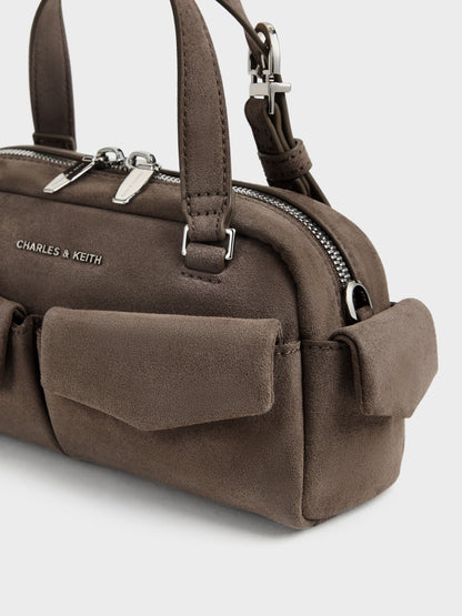 CHARLES & KEITH Customer Favorite | Rachel Multi-Pocket Bowling Bag - Stone Grey