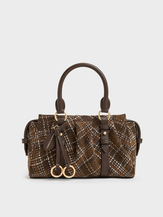 CHARLES & KEITH Recommended | Britton Checkered Top Handle Tote Bag - Multi