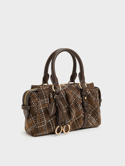 CHARLES & KEITH Recommended | Britton Checkered Top Handle Tote Bag - Multi