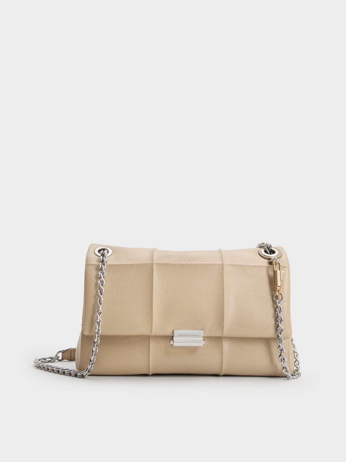 CHARLES & KEITH Featured | Delfina Quilted Chain-Strap Shoulder Bag - Sand Beige