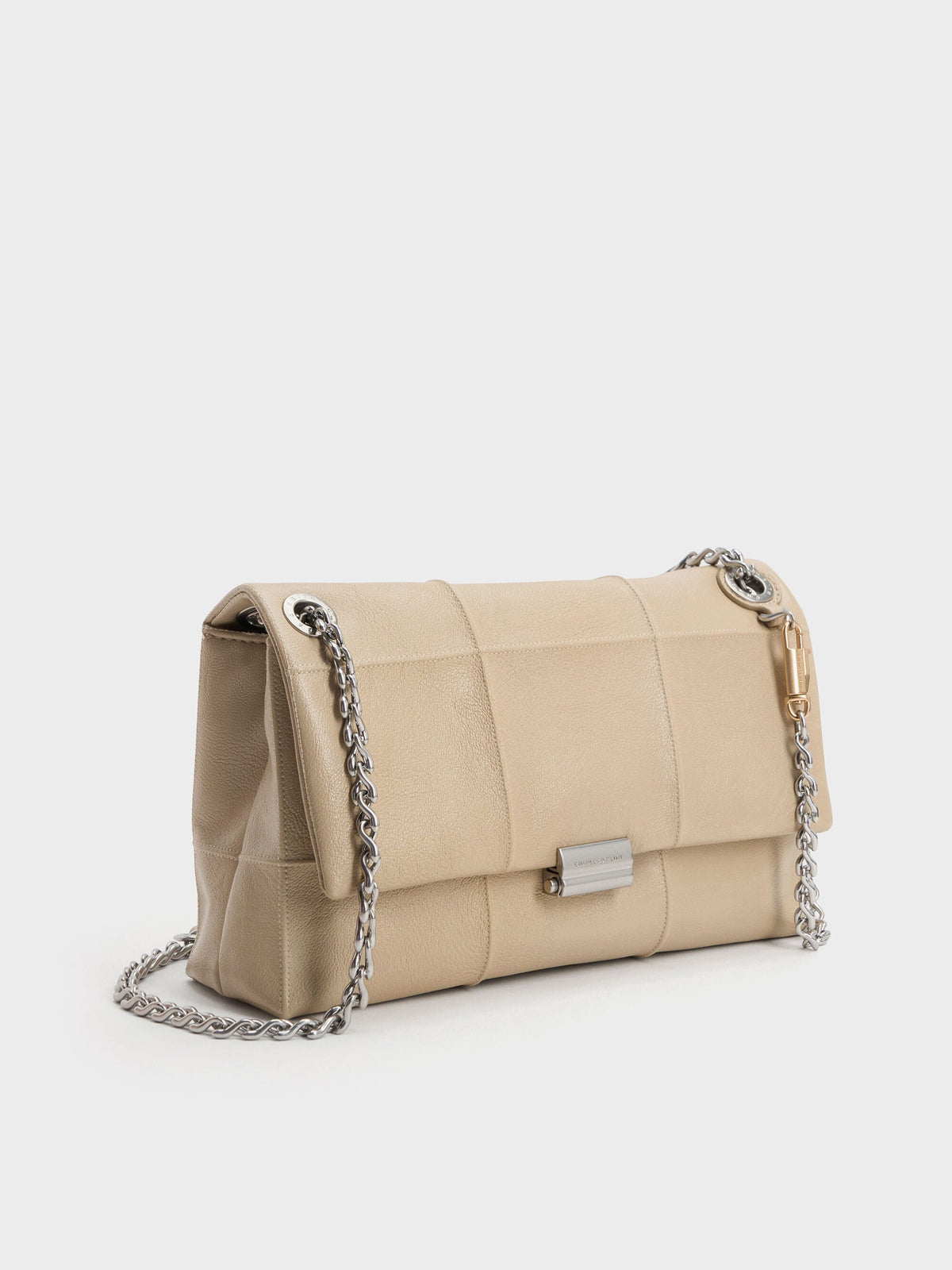 CHARLES & KEITH Featured | Delfina Quilted Chain-Strap Shoulder Bag - Sand Beige
