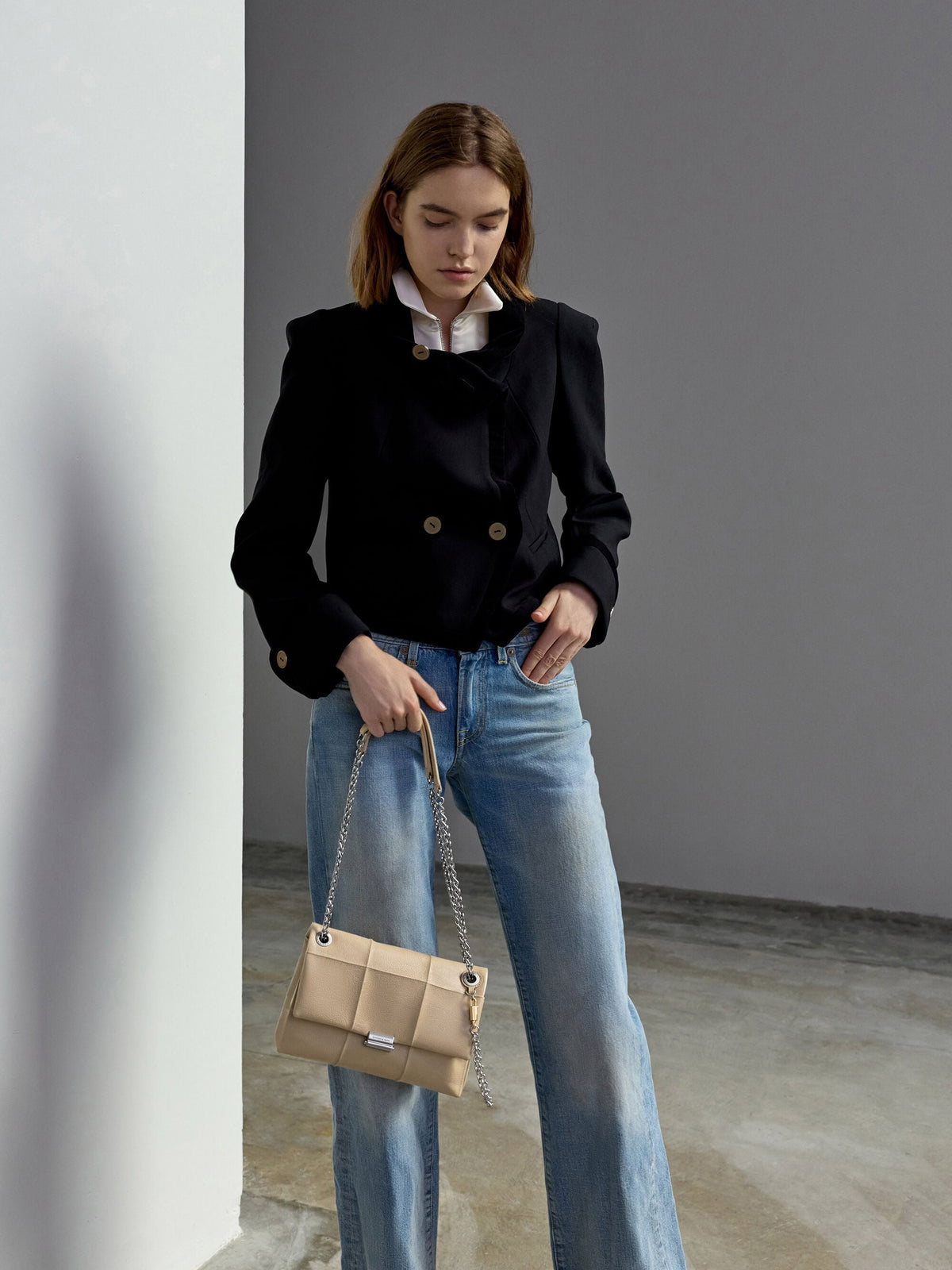 CHARLES & KEITH Featured | Delfina Quilted Chain-Strap Shoulder Bag - Sand Beige