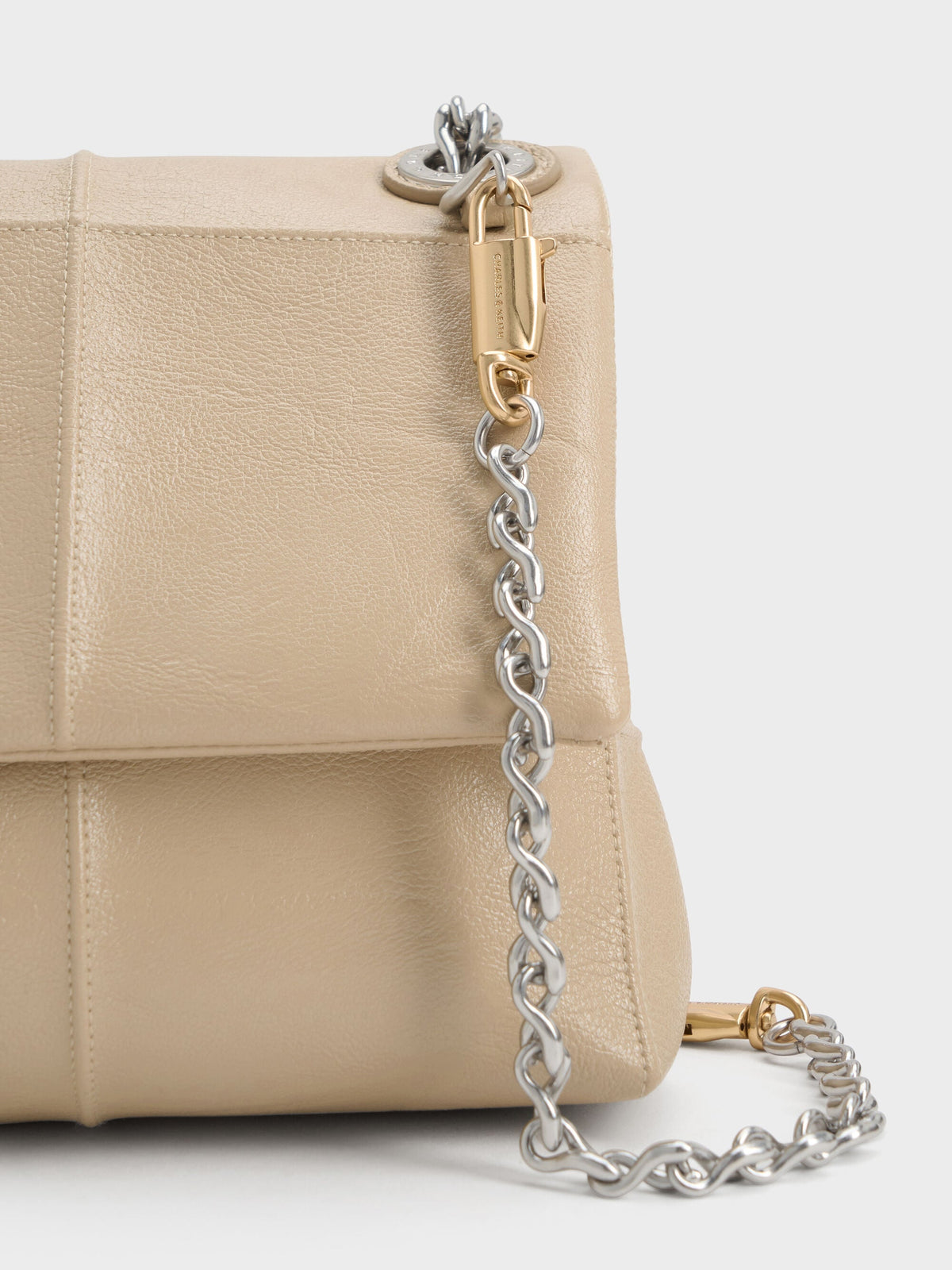 CHARLES & KEITH Featured | Delfina Quilted Chain-Strap Shoulder Bag - Sand Beige