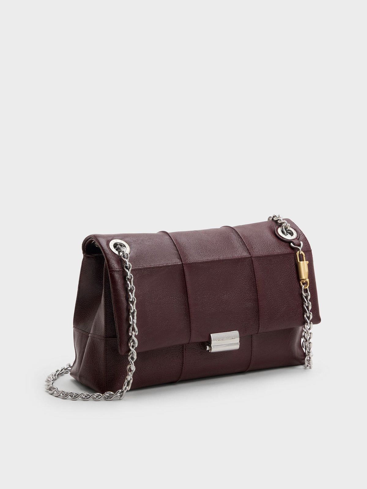 CHARLES & KEITH Customer Favorite | Delfina Quilted Chain-Strap Shoulder Bag - Wineberry Red
