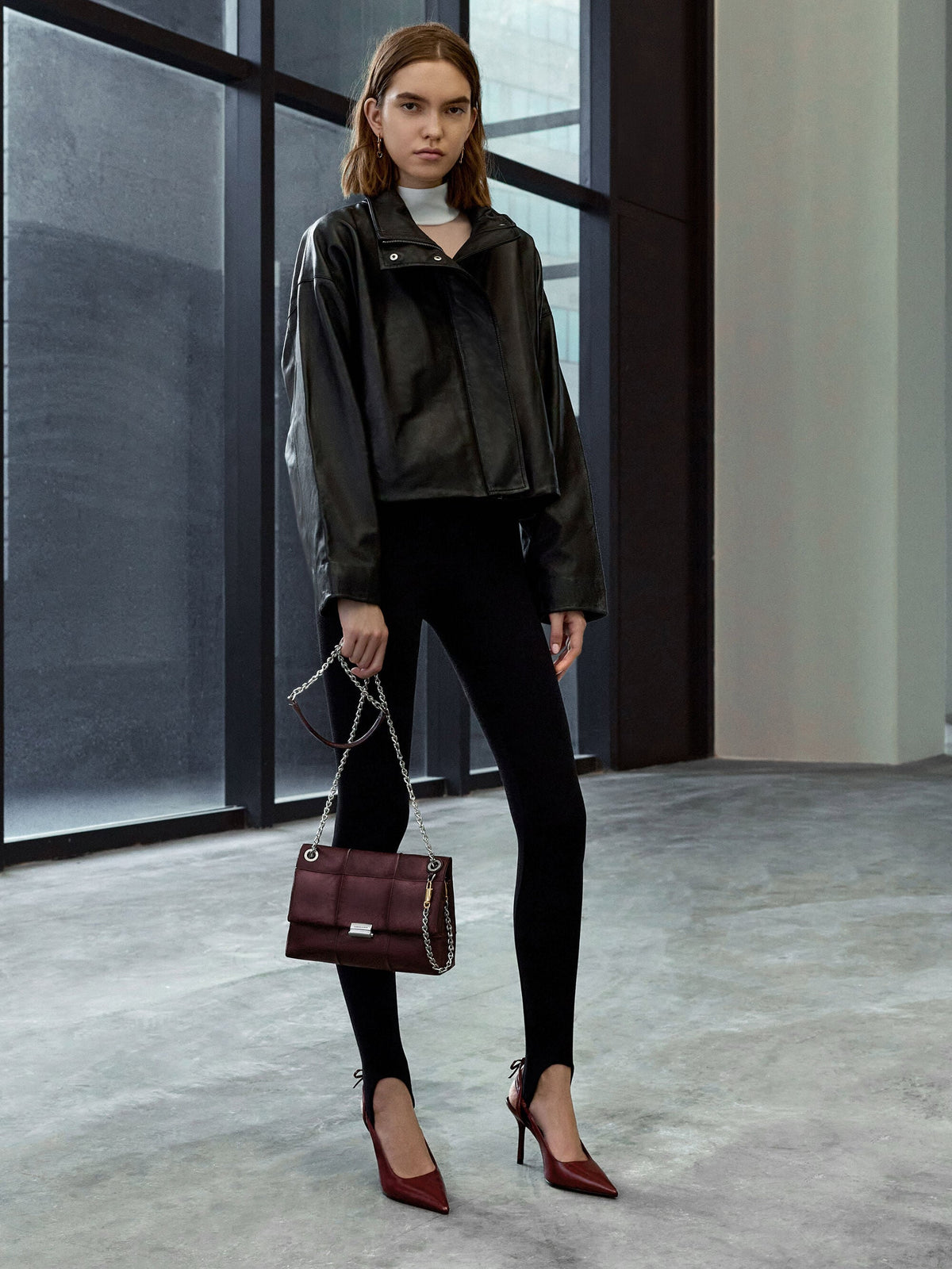 CHARLES & KEITH Customer Favorite | Delfina Quilted Chain-Strap Shoulder Bag - Wineberry Red