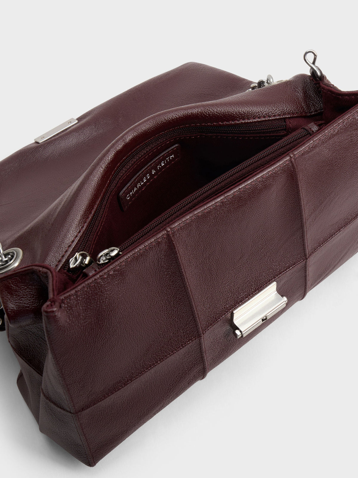 CHARLES & KEITH Customer Favorite | Delfina Quilted Chain-Strap Shoulder Bag - Wineberry Red