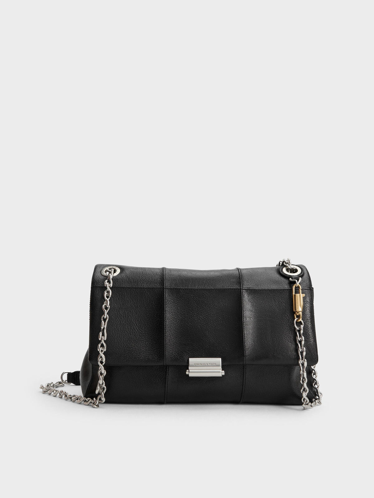 CHARLES & KEITH Smart Buy | Delfina Quilted Chain-Strap Shoulder Bag - Black