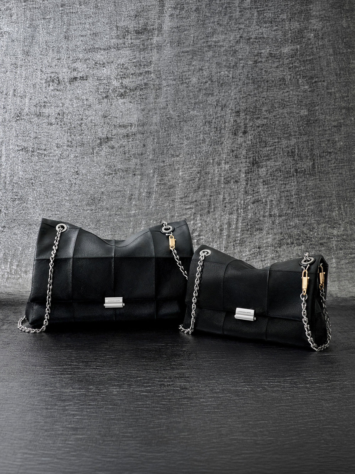 CHARLES & KEITH Smart Buy | Delfina Quilted Chain-Strap Shoulder Bag - Black