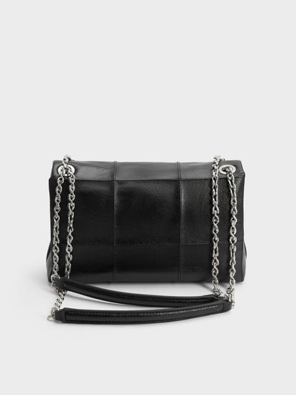 CHARLES & KEITH Smart Buy | Delfina Quilted Chain-Strap Shoulder Bag - Black