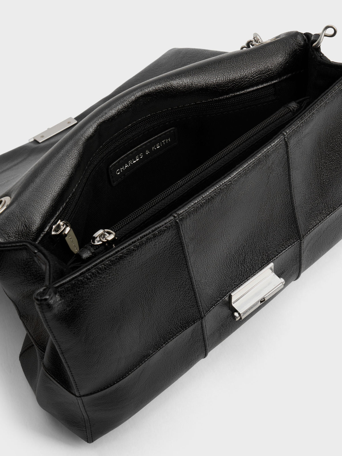CHARLES & KEITH Smart Buy | Delfina Quilted Chain-Strap Shoulder Bag - Black