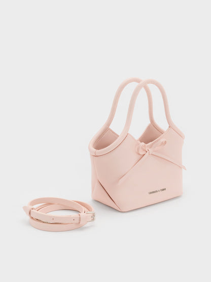 CHARLES & KEITH Best Price | Hazel Bow Tubular Top Handle Bag - Soft Pink