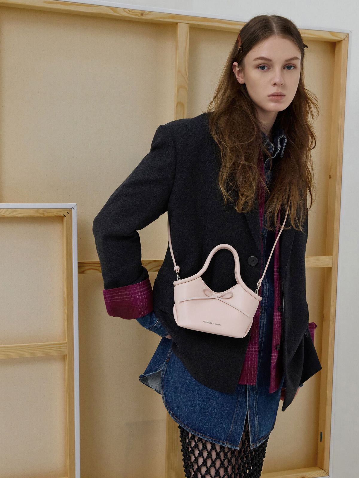CHARLES & KEITH Best Price | Hazel Bow Tubular Top Handle Bag - Soft Pink