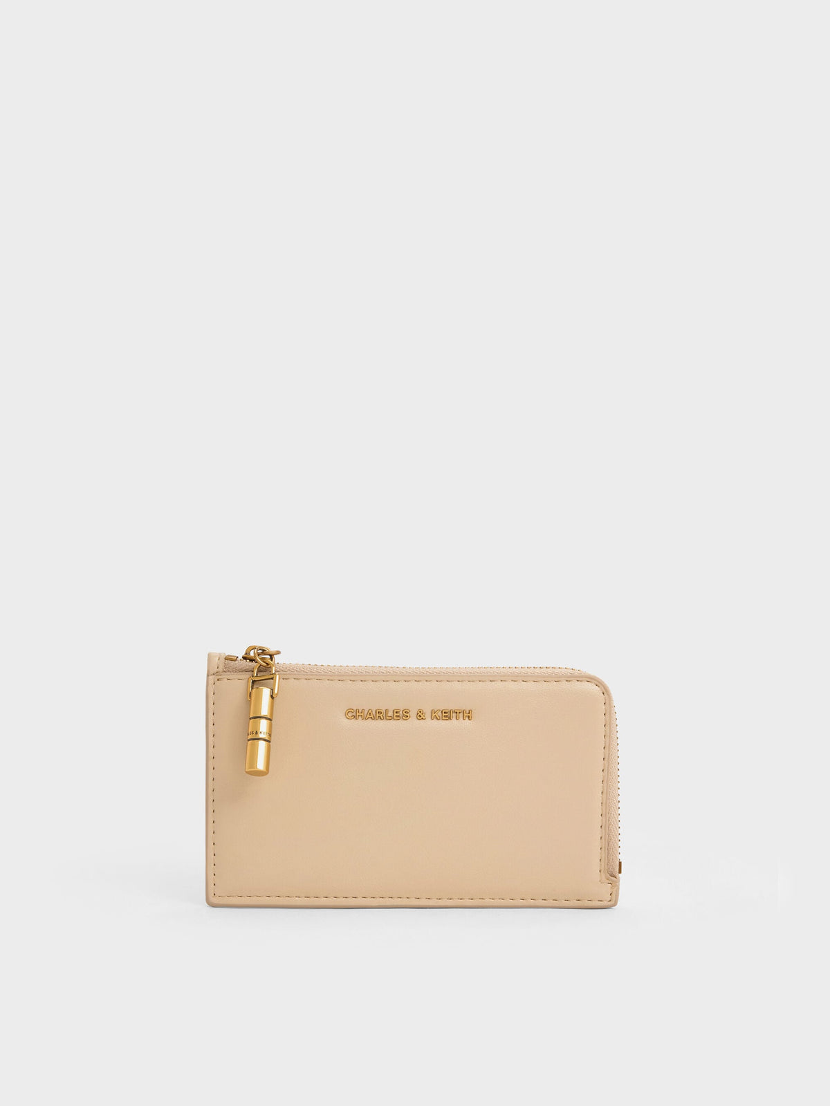 CHARLES & KEITH Deals | Cesia Zip-Around Card Holder - Sand Beige