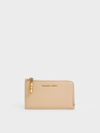 CHARLES & KEITH Deals | Cesia Zip-Around Card Holder - Sand Beige