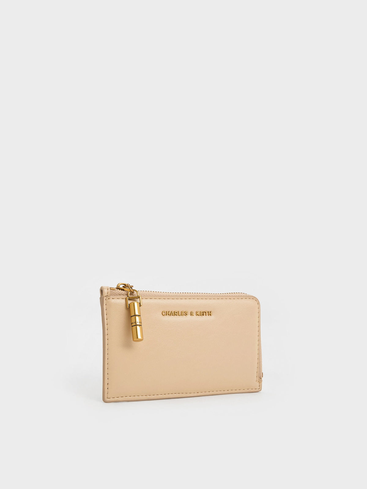 CHARLES & KEITH Deals | Cesia Zip-Around Card Holder - Sand Beige