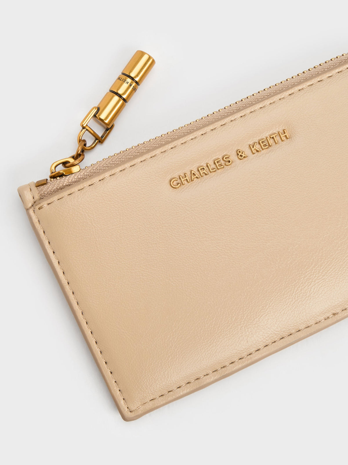 CHARLES & KEITH Deals | Cesia Zip-Around Card Holder - Sand Beige
