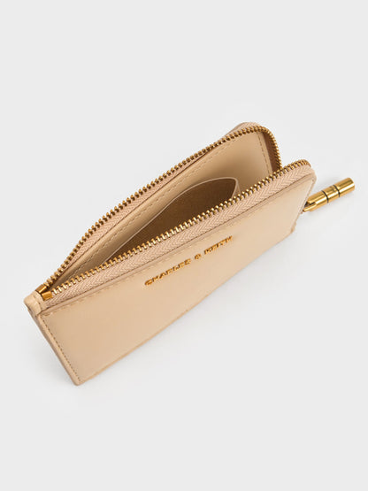 CHARLES & KEITH Deals | Cesia Zip-Around Card Holder - Sand Beige
