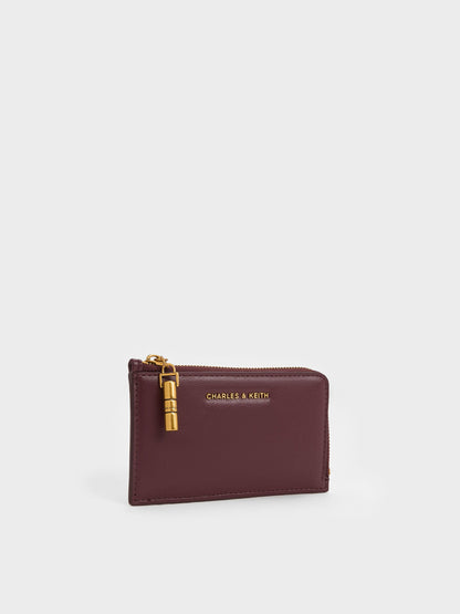 CHARLES & KEITH Best Seller | Cesia Zip-Around Card Holder - Wineberry Red